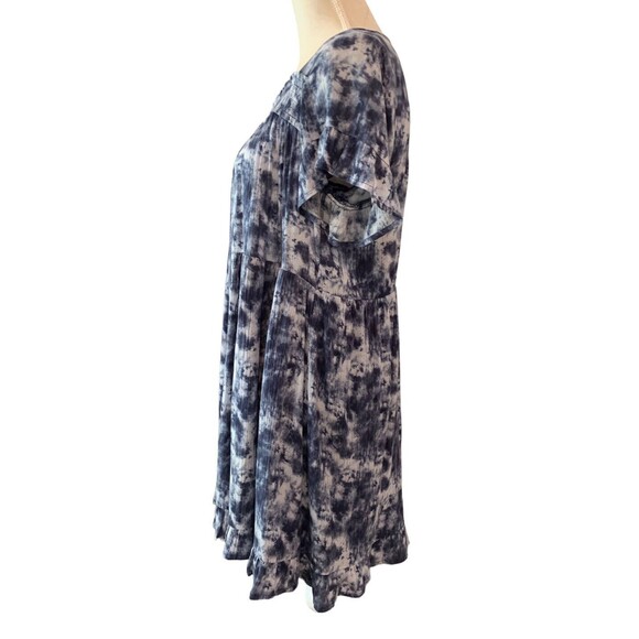 Hudson Gray Short Sleeve Drop Waist Tiered Dress Ruffle Hem Blue Tie Dye Small - Picture 5 of 16
